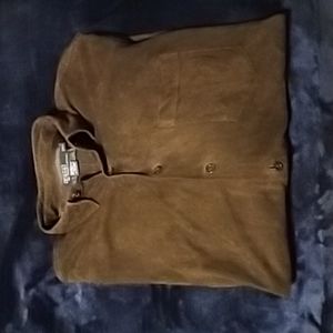 VINTAGE POLO RALPH LAUREN GENUINE LEATHER BUTTON DWN SIZE XL BROWN